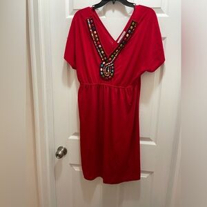 Red Maurice’s dress with fun beading.
